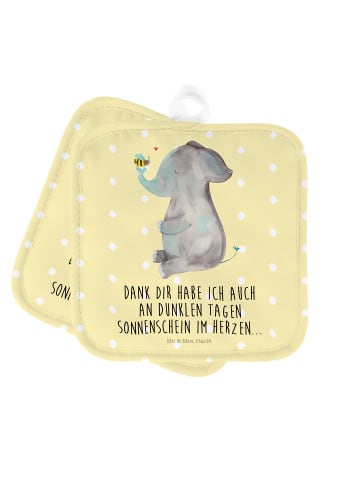 Mr. & Mrs. Panda 2er Set Topflappen  Elefant Biene mit Spruch in Gelb Pastell