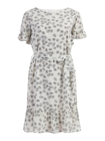 Usha Damen Midikleid Mit Rüschen in Wollweiss Schwarz