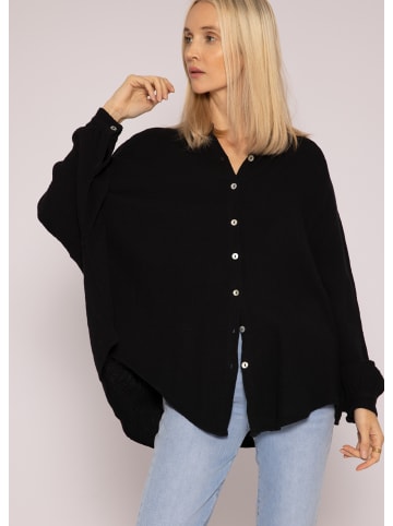 SASSYCLASSY Ultra Oversize Musselin-Blusenhemd kürzere Variante in Schwarz