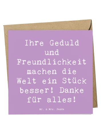 Mr. & Mrs. Panda Glückwunschkarte Spruch Erzieher-Dank mit Spruch in Lavendeltraum
