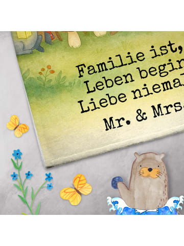 Mr. & Mrs. Panda Handtuch Waldtiere Picknick Design mit Spruch in Weiß