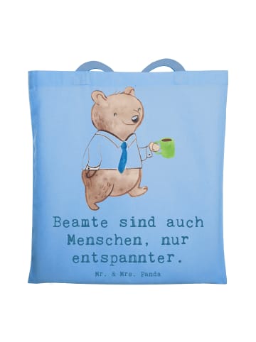 Mr. & Mrs. Panda Strandtasche Beamtin Entspannt mit Spruch in Sky Blue