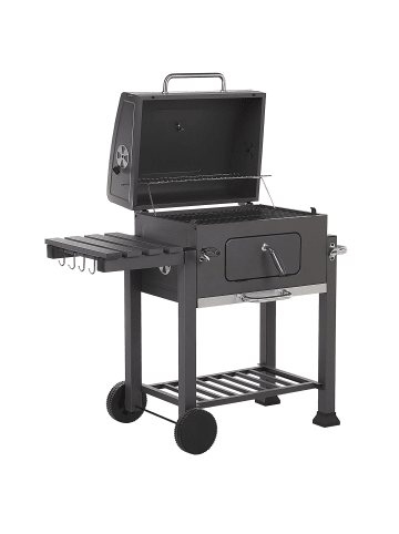 Beliani Holzkohlegrill PAVLOF in Grau - (W) 79 x (H) 107 x (L) 49 cm