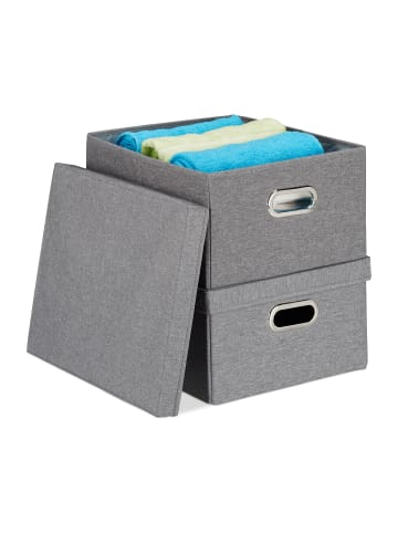 relaxdays 6x Aufbewahrungsbox in Grau - (B)34,5 x (H)20,5 x (T)42 cm