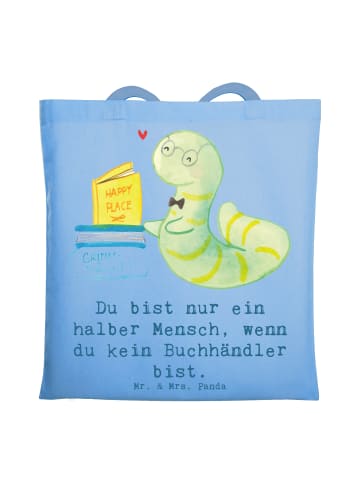 Mr. & Mrs. Panda Tragetasche Buchhändler Herz mit Spruch in Sky Blue