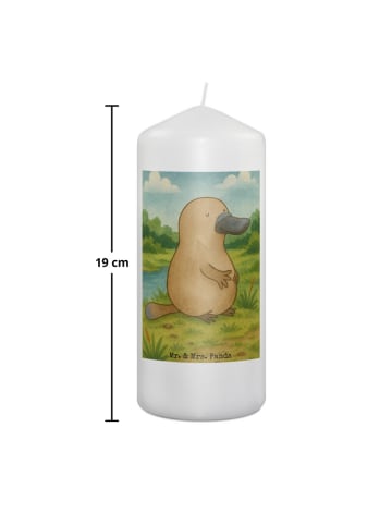 Mr. & Mrs. Panda Kerze Schnabeltier Mut Design ohne Spruch in Weiß