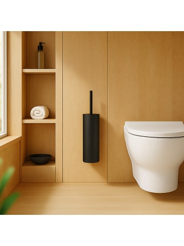 relaxdays Toilettenbürste in Silber  - (B)9 x (H)36,5 x (T)11 cm