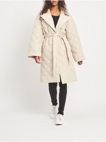 Vila Leicht Wattierter Übergangsmantel Longline Steppjacke VICHRIS in Beige