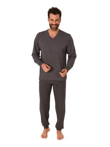 NORMANN Langarm Schlafanzug Pyjama Bündchen - 86193 in anthrazit