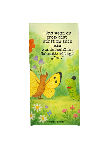 Mr. & Mrs. Panda Handtuch Raupe Schmetterling Design mit Spruch in Weiß