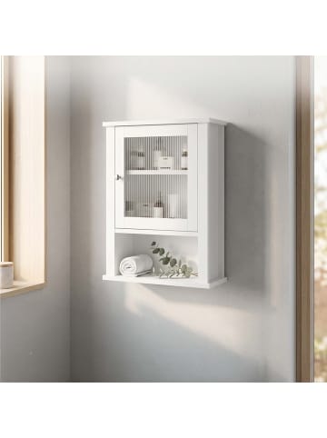 relaxdays Badschrank in Weiß - (B)42 x (H)52 x (T)18 cm