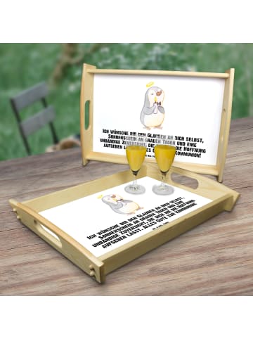 Mr. & Mrs. Panda Küchentablett Pinguin Kommunion mit Spruch in Weiß