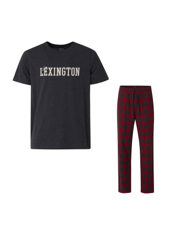 Lexington Schlafanzug Brooklin in Rot | Dunkelgrau
