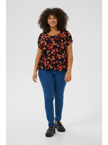 KAFFE curve Kurzarm-Bluse KCami Loose fit in Red Flower