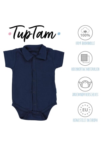 TupTam Baby Jungen Langarm Kurzarm Body mit Kragen in blau Modell 1
