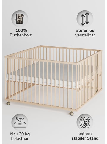 Sämann Sämann Laufgitter mit Matratze Cloud Air & Schlupfsprossen - natur - Premium