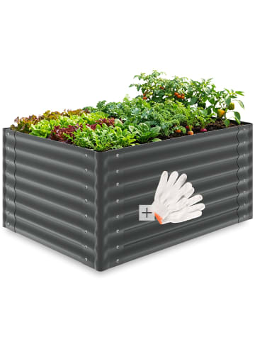 tectake Pflanzbeet 200 x 80 x 62 cm aus verzinktem Stahl, abgerundete Kanten