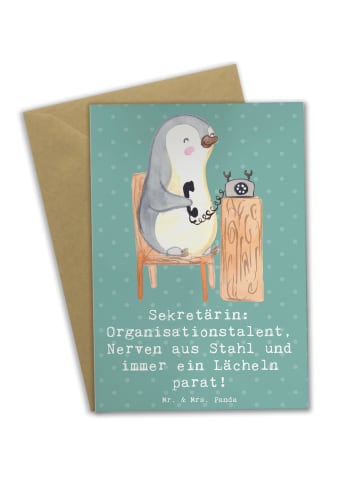 Mr. & Mrs. Panda Beileidskarte Sekretärin Heldin mit Spruch in Meeresbrise