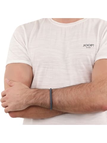 JOOP! Armband Edelstahl, Leder in Grau