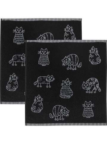Kracht Frottier, Baumwolle, Jacquard Frottier-Geschirrtuch 2er-Pack in Katzen
