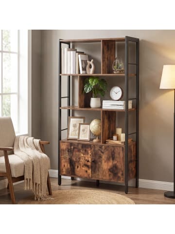 VASAGLE Standregal Barnet in Schwarz-Braun - (B)74 x (H)154.5 x (T)30 cm