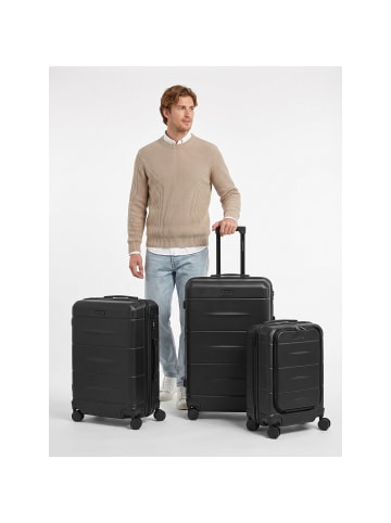 Police London 4 Rollen Kofferset 3-teilig mit Dehnfalte deep black