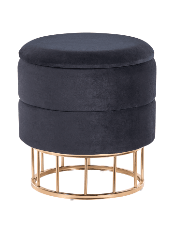 Pouf ELGIN in Schwarz/Gold - (W) 37 x (H) 42 x (L) 37 cm