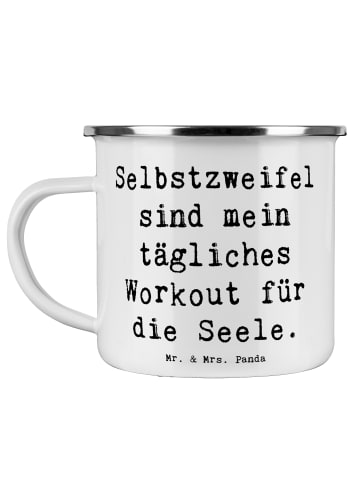 Mr. & Mrs. Panda Kaffeebecher Spruch Selbstzweifel Workout mit S... in Weiß