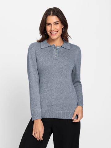 WITT WEIDEN Polopullover in rauchblau-meliert