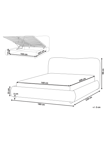 Beliani Doppelbett BLAGNAC in Beige - (W) 180 x (H) 98 x (L) 228 cm