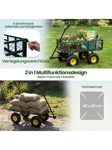 COSTWAY Bollerwagen Gartenwagen Metall bis 410 kg | faltbar in Grün