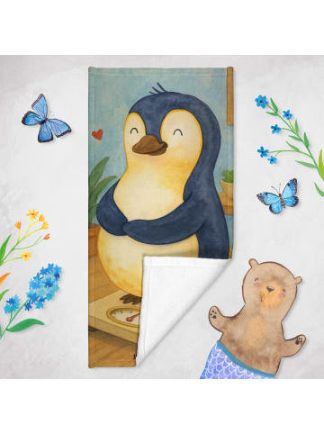 Mr. & Mrs. Panda Handtuch Pinguin Diät Design ohne Spruch in Eisblau