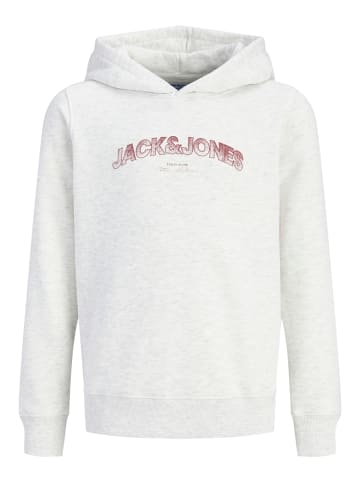 JACK & JONES Junior Kapuzenpullover Hoodie Jjavery in white melange