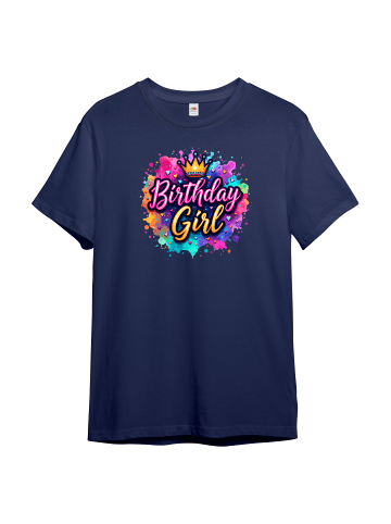 PAULGOS Kinder T-Shirt, Birthday Girl in Navi-Blau