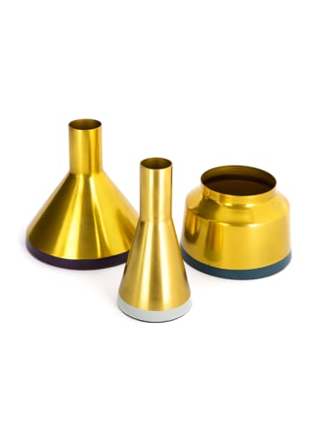 Kayoom 3tlg. Set Vase Charmian in Gold / Pflaume / Hellgrau / Petrol