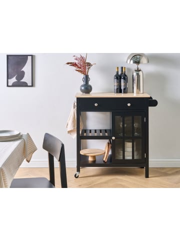 Beliani Servierwagen GENOA in Schwarz/Braun - (W) 80 x (H) 88 x (L) 43 cm