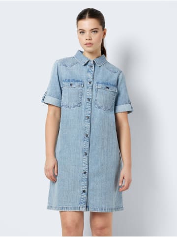 Noisy may Kurzes Denim Jeanskleid Oversize Kurzarm Hemd Design in Hellblau