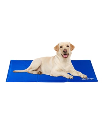 relaxdays Kühlmatte Hund in Blau - (B)60 x (T)100 cm