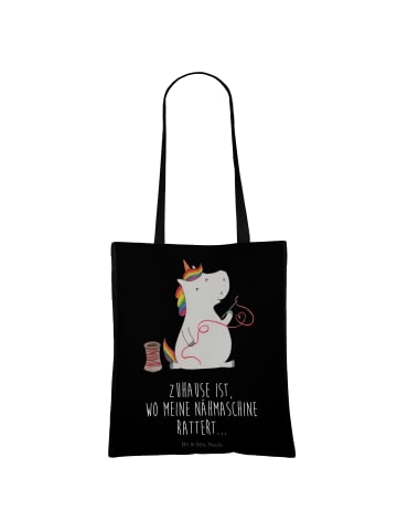 Mr. & Mrs. Panda Alltagstasche Einhorn Näherin mit Spruch in Schwarz