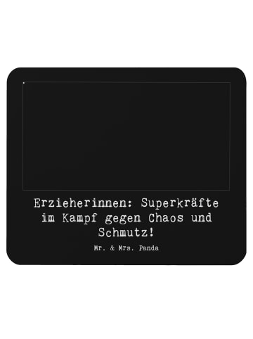 Mr. & Mrs. Panda Maus Pad Superheldin Erzieherin mit Spruch in Schwarz