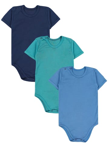 TupTam Kinder Unisex Kurzarm Body 3er Set in blau/grün