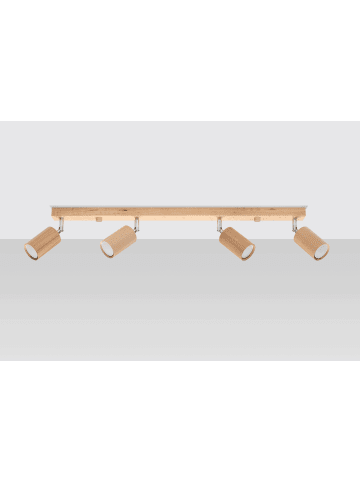 Nice Lamps Deckenleuchte LUDWIK 4 in Natur Holz (H) 20cm (L)80cm (B)5cm
