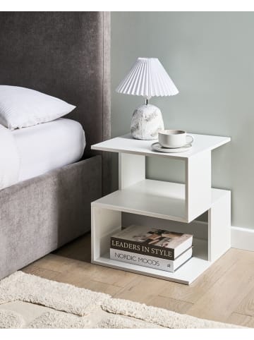 Beliani Nachttisch BAEUVAL in Weiß - (W) 40 x (H) 44 x (L) 40 cm