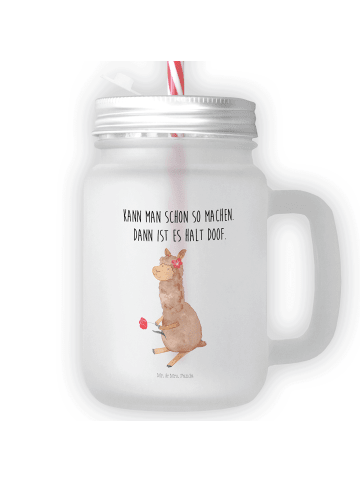 Mr. & Mrs. Panda Limonadenglas Alpaka Blume mit Spruch in Transparent