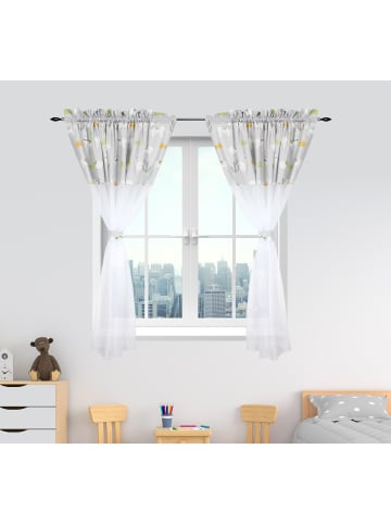 TupTam Kinderzimmer Voile Vorhänge mit Tunnelzug Set in grau/orange