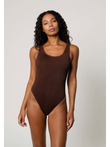 Moda Minx Badeanzug Scrunch Scoop Neck Swimsuit in Brown