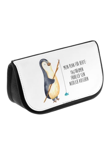 Mr. & Mrs. Panda Beauty Bag Pinguin Angler mit Spruch in Weiß