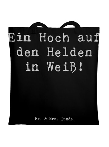 Mr. & Mrs. Panda Shopping Tasche Spruch Arzt Held mit Spruch in Schwarz