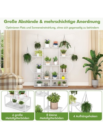 COSTWAY 6-stufiger Metall Pflanzenständer in Weiß