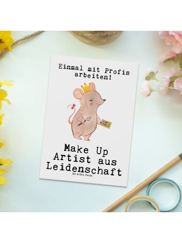 Mr. & Mrs. Panda Grußkarte Make Up Artist Leidenschaft mit Spruch in Weiß